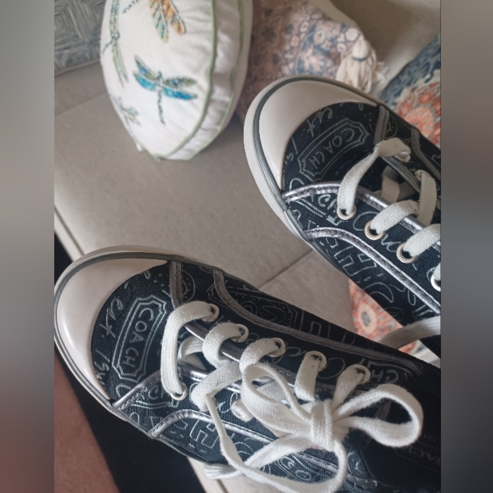 Coach Black And Silver Bandana-Print Low Top Sneakers - Picture 7 of 8